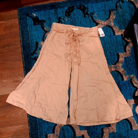 Forever Twenty One Wide-Leg Pants with Tie Belt Size M 100%LINEN - Picture 1 of 5